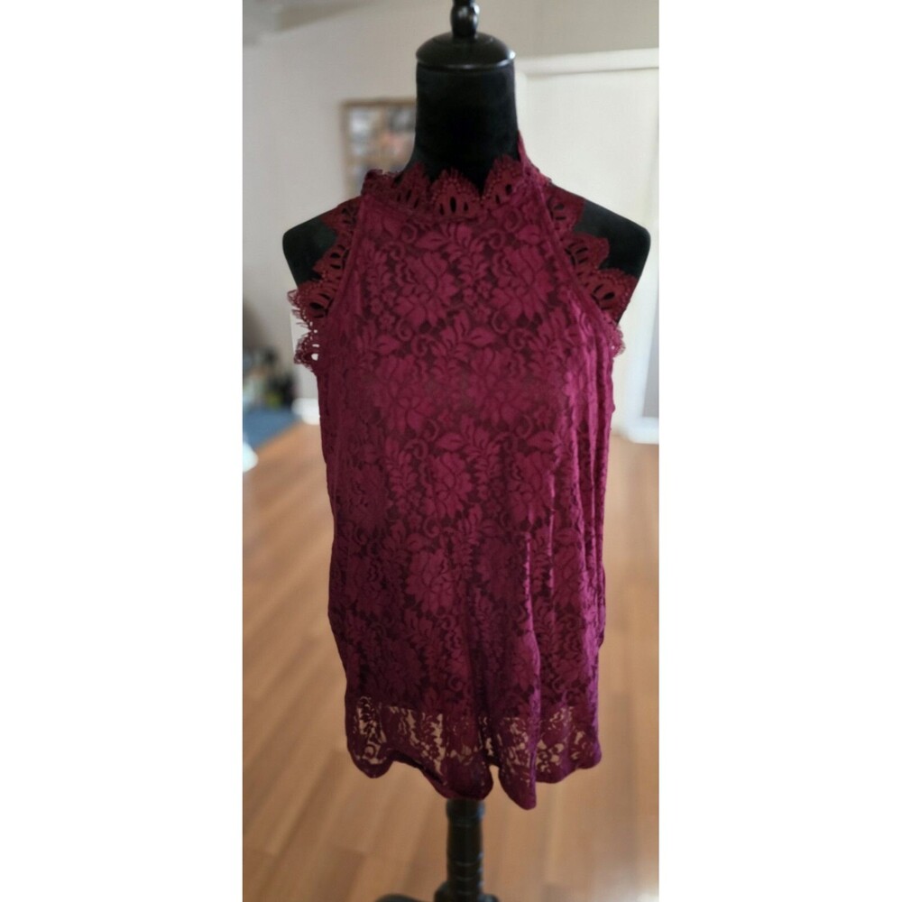 Beautiful Burgandy Lace Sleeveless Blouse Unknown Size